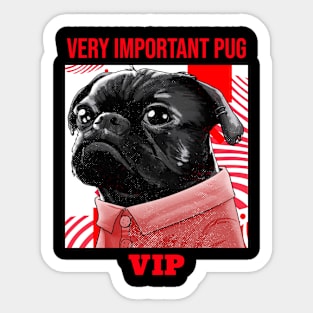 VIP Very Important Pug Pet dog Sticker